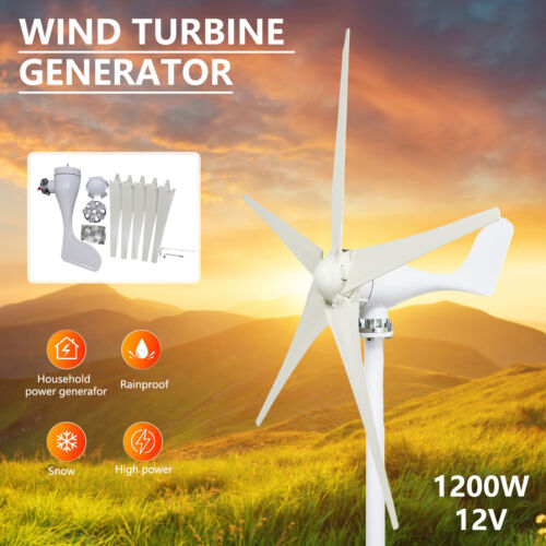1200W DC12V Wind Generator 5 Blades Charger Controller Windmill