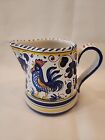 Italian Pottery Rooster  Creamer Pitcher Italy Hand Painted Floral