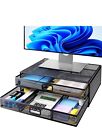 2 Tier Metal Monitor Stand Monitor riser and Computer Desk Organizer with Dra...