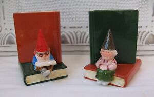 ✨PAIR Ceramic GNOME Figurine Vintage Gorham BOOKENDS Japan ~ NEW w/BOX ~ RARE