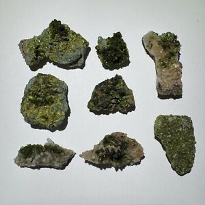 8pc Lot Epidote with Quartz Crystal Set 64g Mineral Set - Imilchil, Morocco