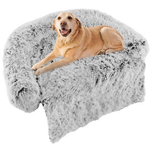 Plush Calming Dog Couch Bed w/ Anti-Slip Bottom Plush Mat for Large Dogs & Cats