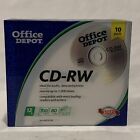 CD-RW 10 Pack Blank Disc With Jewel Case, Office Depot 700mb 80min Sealed New