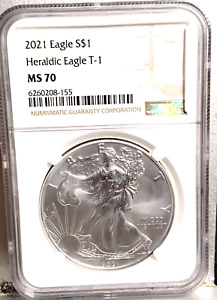 2021 Silver American Eagle NGC MS70 Heraldic Eagle T-1 Last Day Of Production