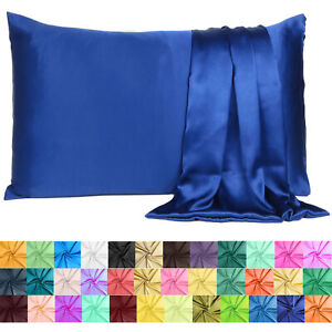 Luxurious Satin Silk Pillowcase Soft Bedding Standard Queen King Pillow Cover