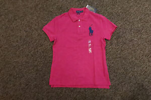 New Polo Ralph Lauren Women's SKINNY FIT Big Pony Polo Shirt - PINK - Medium