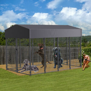 Giant Tall Uptown Welded Outdoor Dog Kennel Playpen Pet Animal Run Crate w/ Roof