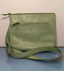 Fossil Medium Mint Green Leather Crossbody Shoulder Bag Pockets Inside And Out