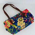 Sakroots Colorful Whimsical Double Handle Floral Canvas Coated Satchel Purse *