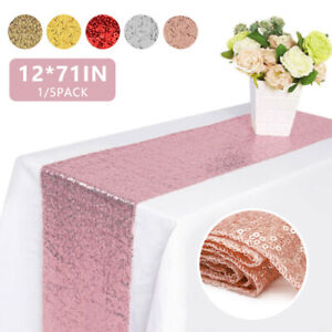 1/5 pcs Glitter Sequin Table Runner Shinny Tablecloth Linens Wedding Party Decor