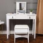 Vanity Table Set With Flip Top Mirror Makeup Dressing 2 IN 1 Writing Desk White