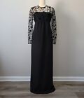 Vintage CHETTA B EVENING Size 6 Black Sheer Embroidered Ball Gown Formal Dress