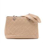 Chanel Gst Caviar Skin Chain Tote Bag Beige Metal Fittings 16Number