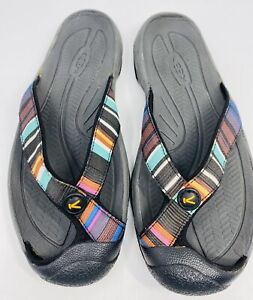 Keen Bali Striped  Closed Toe Slide Sandal Toe Post  Size 8