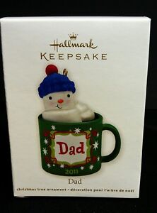 2011 Hallmark Dad Hot Chocolate Mug Marshmallow Snowman Keepsake Ornament New