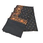 Sanskriti Vintage Long Shawl Black Hand Embroidered Ari Work Woolen Throw Stole