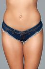 NWT sexy BE WICKED ultra CHEEKY skimpy DARK wash MICRO cut OFF thong BACK shorts