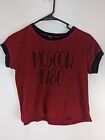 NUON Women's Size S red Short Sleeve Cropped Moscow 1980 Graphic T Shirt 0470