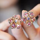 925 Silver Flower Zircon Crystal Earrings Ear Stud Women's Jewelry Xmas Gift Hot