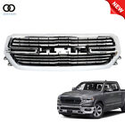 Front Upper Grille Full Chrome Replace Grill Cover Only For 2019-2022 Ram 1500