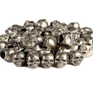 20pcs Mini Skull Paracord Bead Lanyard Knife Spacer Beads White Copper