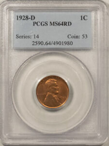 New Listing1928-D LINCOLN CENT - PCGS MS-64 RD, SCARCE IN RED!