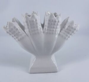 Vintage Four Finger Bud Vase White Portugal Porcelain Gift