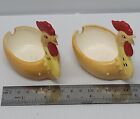Vintage  pair of Holt Howard Rooster Chicken Ash Trays   MUST SEE