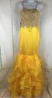Women’s Yellow Embellished Mermaid Style Lace Up Back Prom/Party Dress Sz. 4