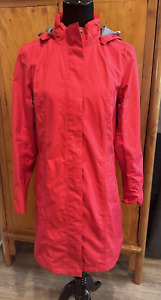 Eddie Bauer Women's WeatherEdge Rain Coat Hooded Trench Red MEDIUM