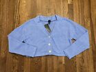 Wild Fable Women's Size Small Cropped V-Neck Button Front Cardigan Sweater Blue