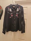 Scully Men’s Skulls And Roses Western Pearl Snap Cowboy Rodeo Shirt Size XL