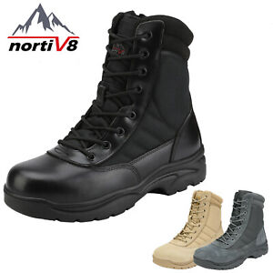 NORTIV 8 Men's Military Tactical Work Boots Leather Motorcycle Combat Hiking