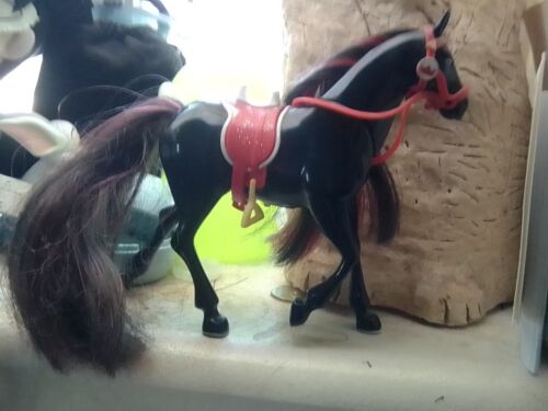 Horseland Interactive Button Barbie Size Horse Black and Red Thinkway