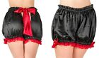 Back Bow Satin Bloomers Black with Red Bow & trim Gothic Burlesque Lolita