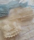 3 Vintage  Eyelet Heavily Embroidered Sheer Ribbon Almost 8 Yd Lot