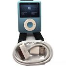 Apple iPod Nano 3rd Generation Blue 8GB A1236 MP3 w/ New Charger Bundle Tested