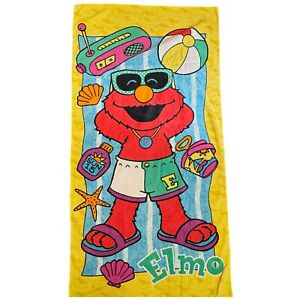 Vintage Sesame Street Elmo Kids Bath Beach Towel Hang 10 54”x26 Muppets