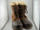 Sorel Winter Snow Boots Brown Leather Waterproof Mid Calf Insulated Size 8