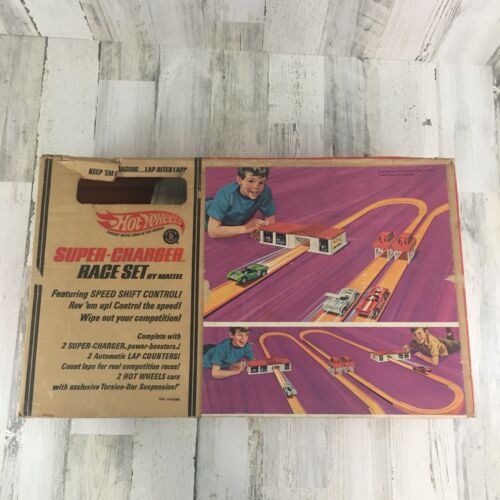 Hot Wheels Super Charger Race Set Vtg 1968 Box Mattel No Cars AS IS
