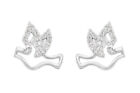1/7 Ct Dove Bird Stud Earrings Simulated Diamond 14K White Gold Plated Silver
