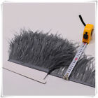 Grey Ostrich Feather Trims Fringes Sewn on Feather 1 Yard