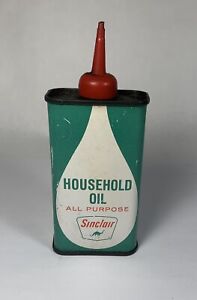 Sinclair Household Oil 4oz Handy Oiler Metal Oil Can Advertising Vintage 1960s