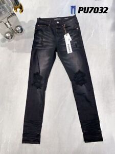 New purple brand Black Distressed Men's jeans Fashion Statement - Retro street