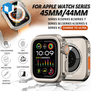 For Apple Watch Series 9 8 7 6 5 4 Change to Ultra Cover Case Screen Protector