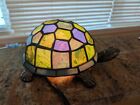 Tiffany Style Stained Glass Turtle Lamp Working. Blue, Green, Purple