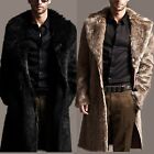 Men Faux Fur Coat Winter Warm Mens Thicker Long Jacket Overcoat Parka Outwear Us