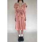 Pink + Lace Satin Prairie Dress - Gunne Sax Victorian Long Dress - Size 5 - S