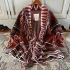XL New Aztec Western Print Fringed Red Cardigan Sweater Coat Womens Size X-LARGE