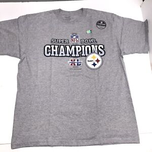 New ListingReebok Pittsburgh Steelers Super Bowl XL Champion Sz L Gray 40th Anniversary NWT